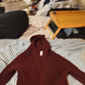 No Boundaries Maroon Hooded Cardigan